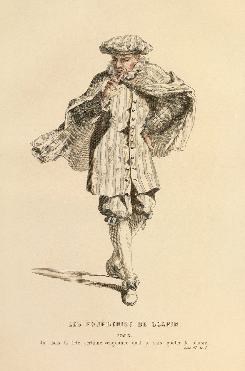 Costume pour le rôle de Scapin, vers 1868 (gravure) - Maurice Sand