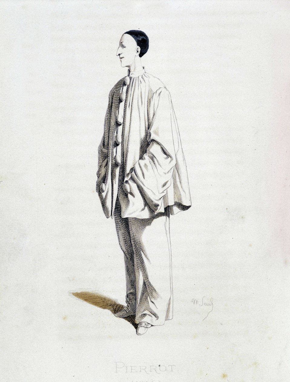 Pierrot de "Masques et bouffons" (comédie italienne), texte et dessins de Maurice Sand, gravures par A. Manceau, préface de Georges Sand, Paris, Michel Lévy Frères - Maurice Sand