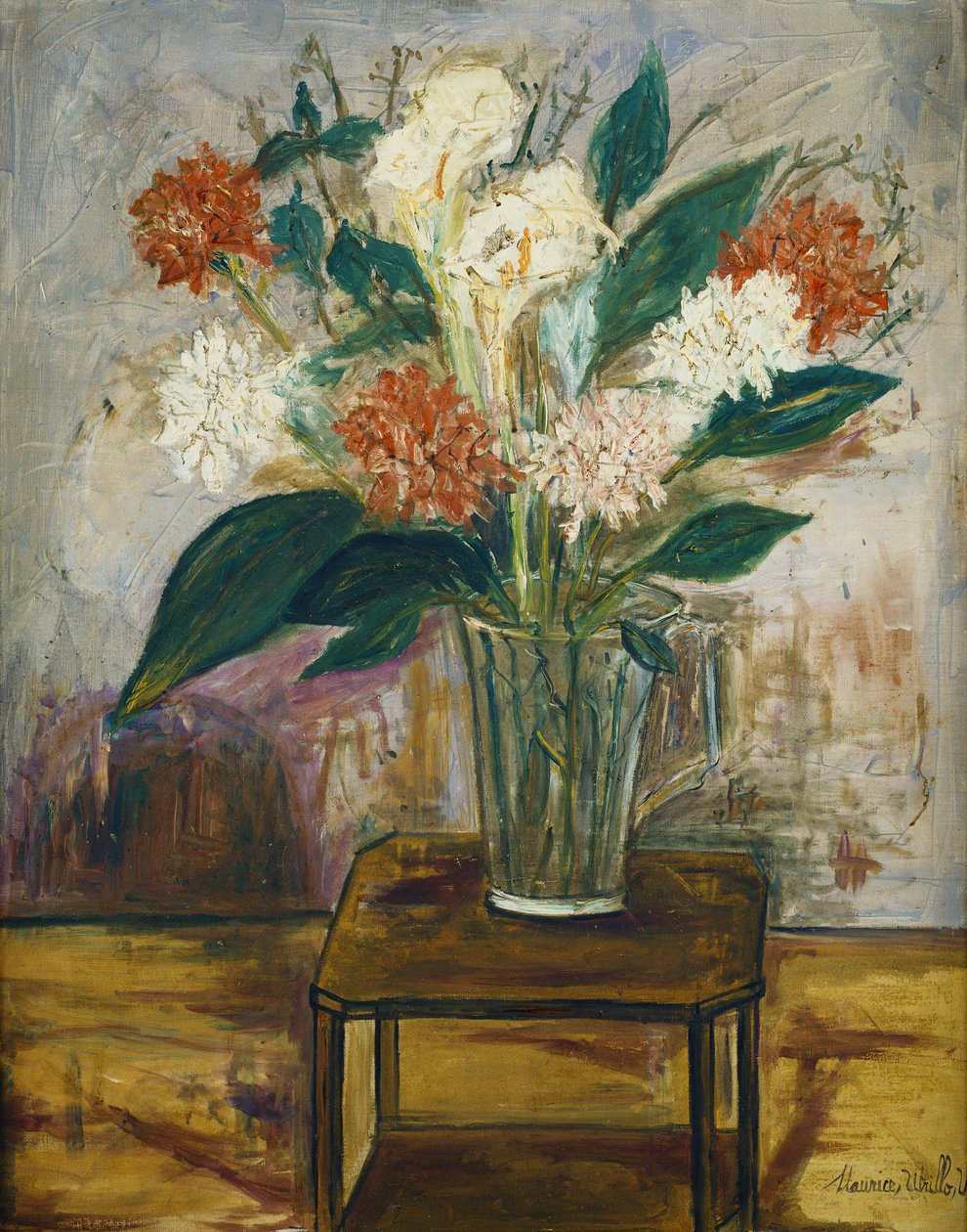 Vase of Flowers on a Table; Vase de Fleurs sur un Table - Maurice Utrillo