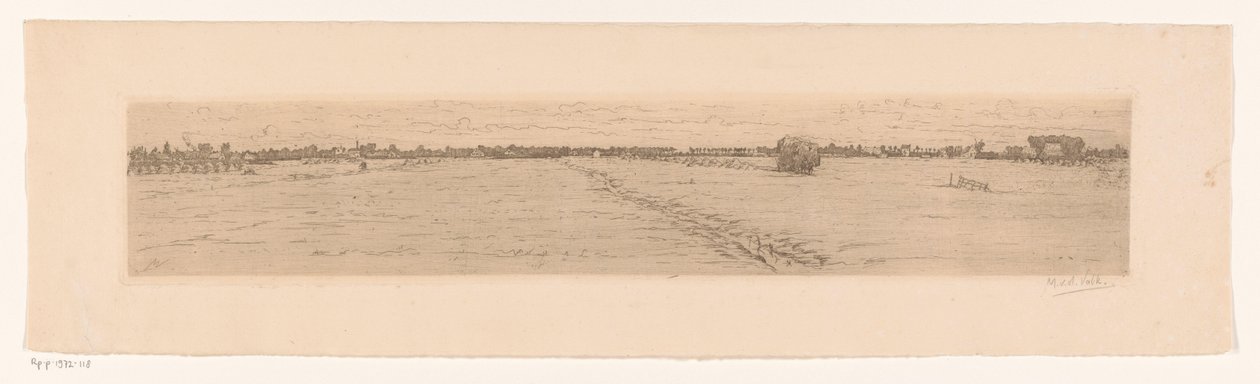 Paysage de prairie avec charrette de foin - Maurits van der Valk (signed by artist)