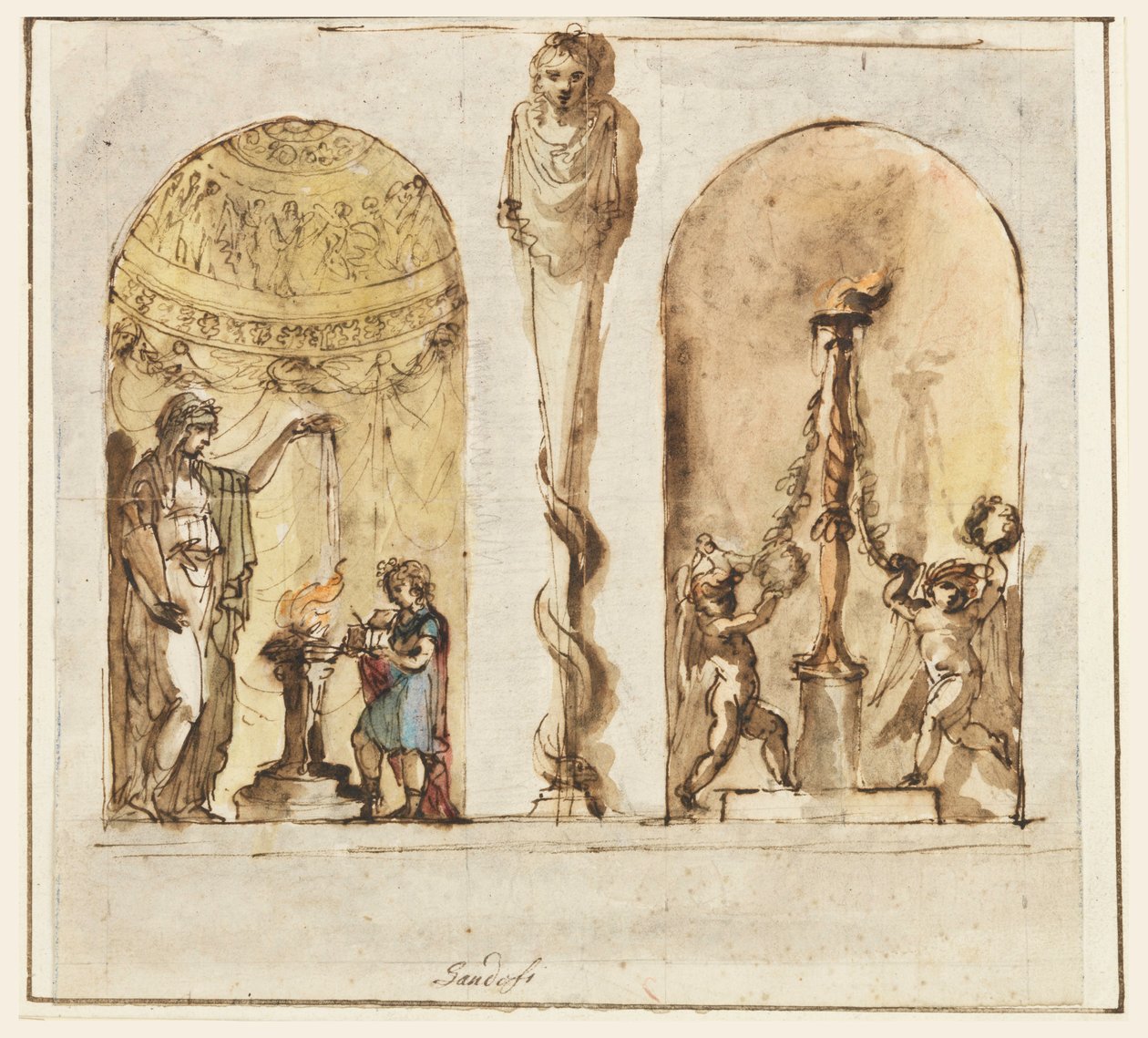 Dessin, décoration murale peinte, 1800-1830 - Mauro Gandolfi