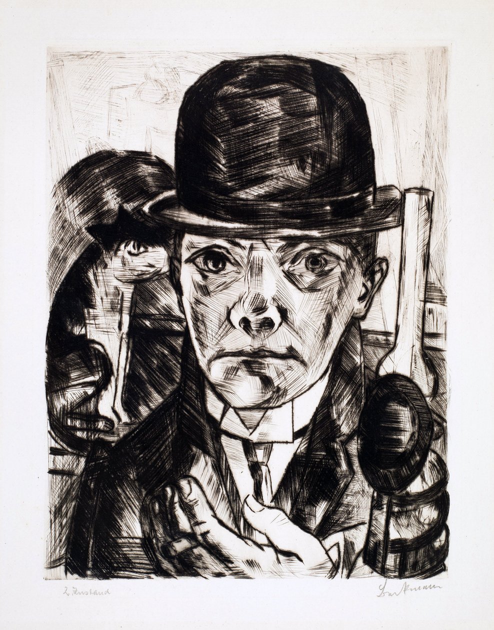 Autoportrait avec un chapeau melon - Max Beckmann