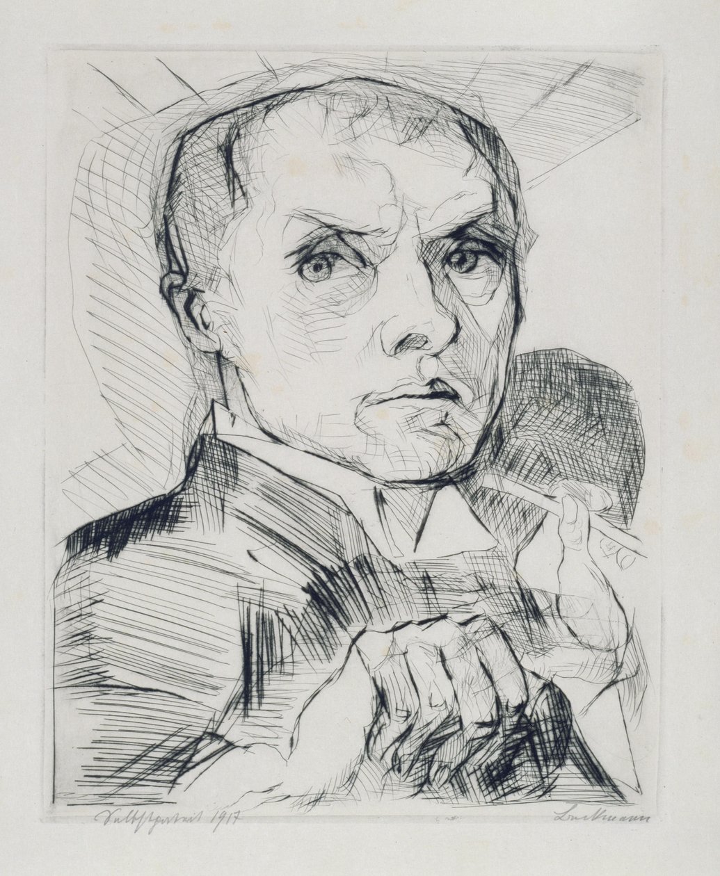 Autoportrait avec stylet (feuille 19 de « Visages ») - Max Beckmann