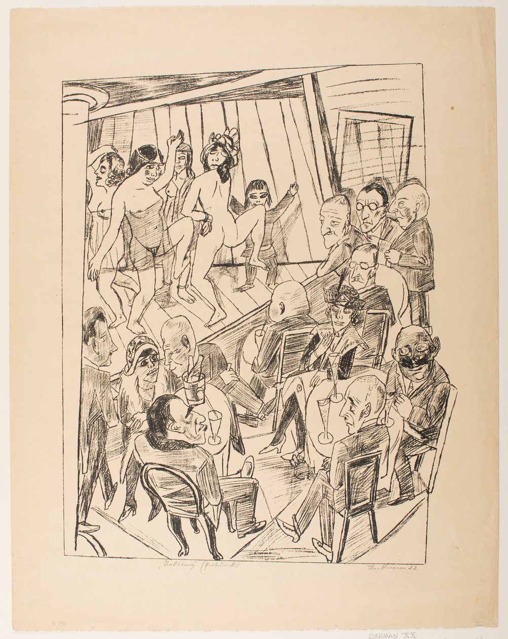 Strip-tease, planche 4 de la série « Voyage à Berlin 1922 » - Max Beckmann