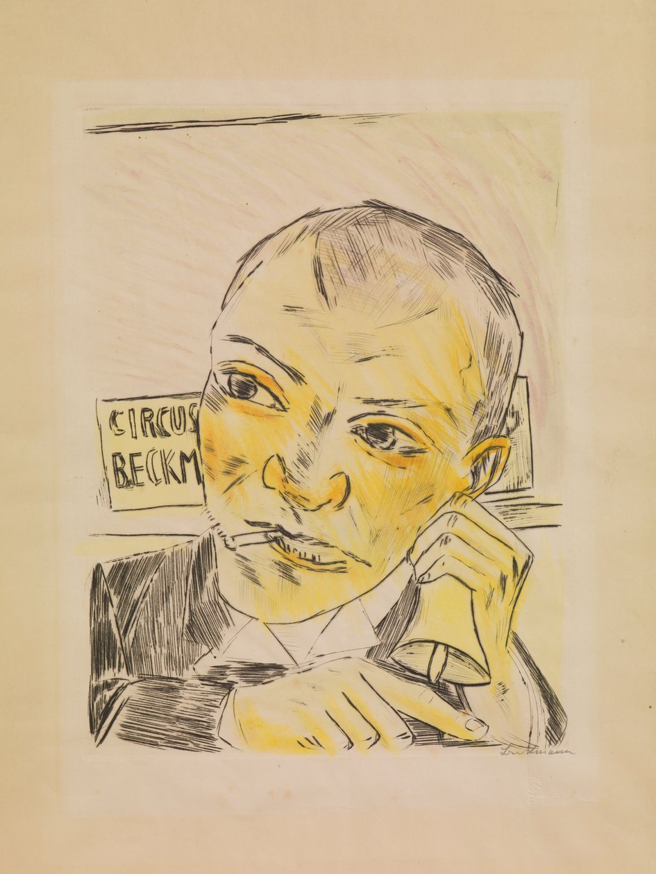 Der Ausrufer, von Der Jahrmarkt - Max Beckmann