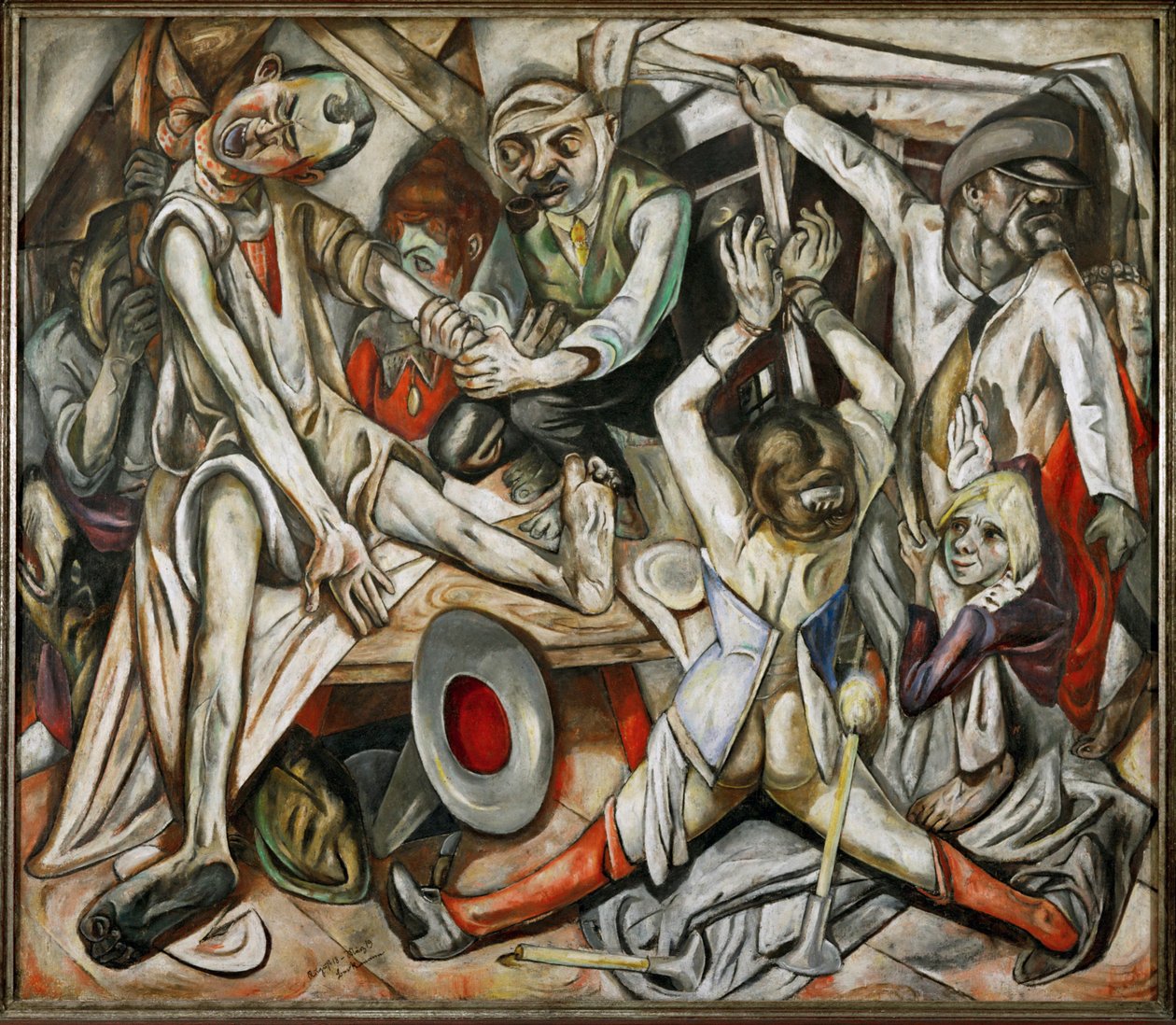 La nuit (huile sur toile) - Max Beckmann