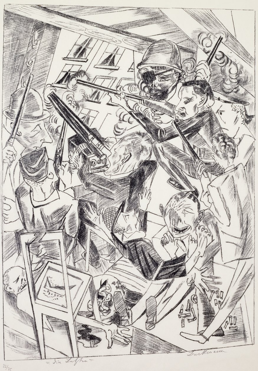 Les derniers, par Max Beckmann (1884-1950), lithographie. Allemagne, 20e siècle. - Max Beckmann