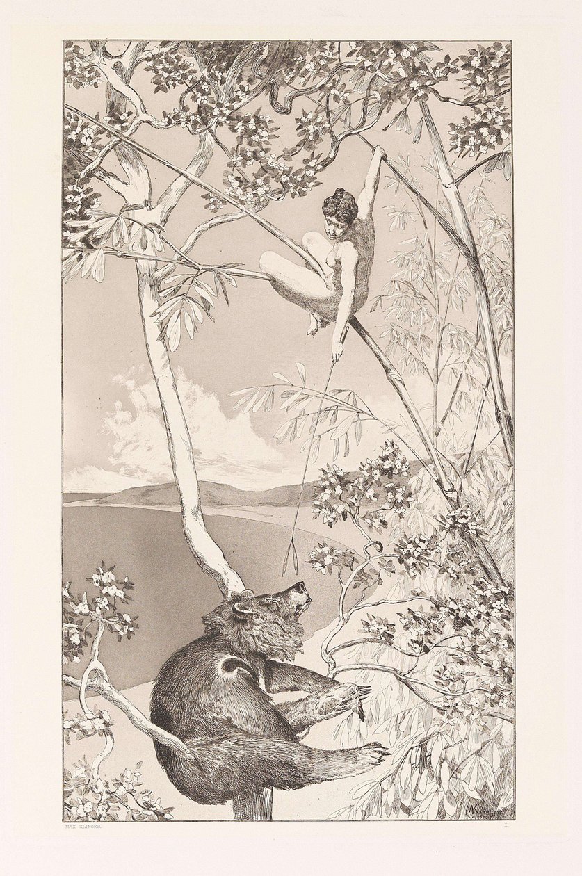 Ours et Elfe, planche I des Intermezzos, Opus IV, vers 1880 - Max Klinger