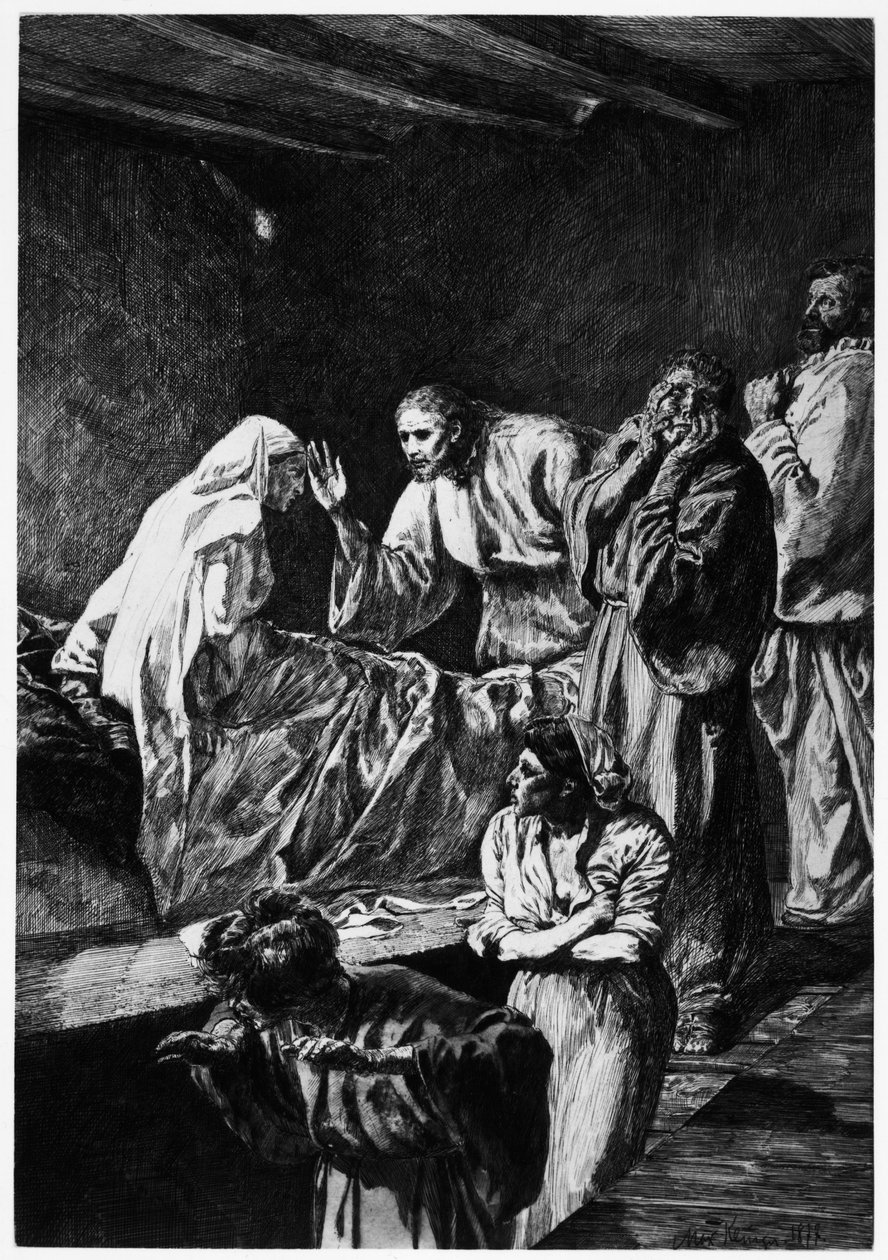 Le Christ ressuscite la petite fille de Jaïre - Max Klinger
