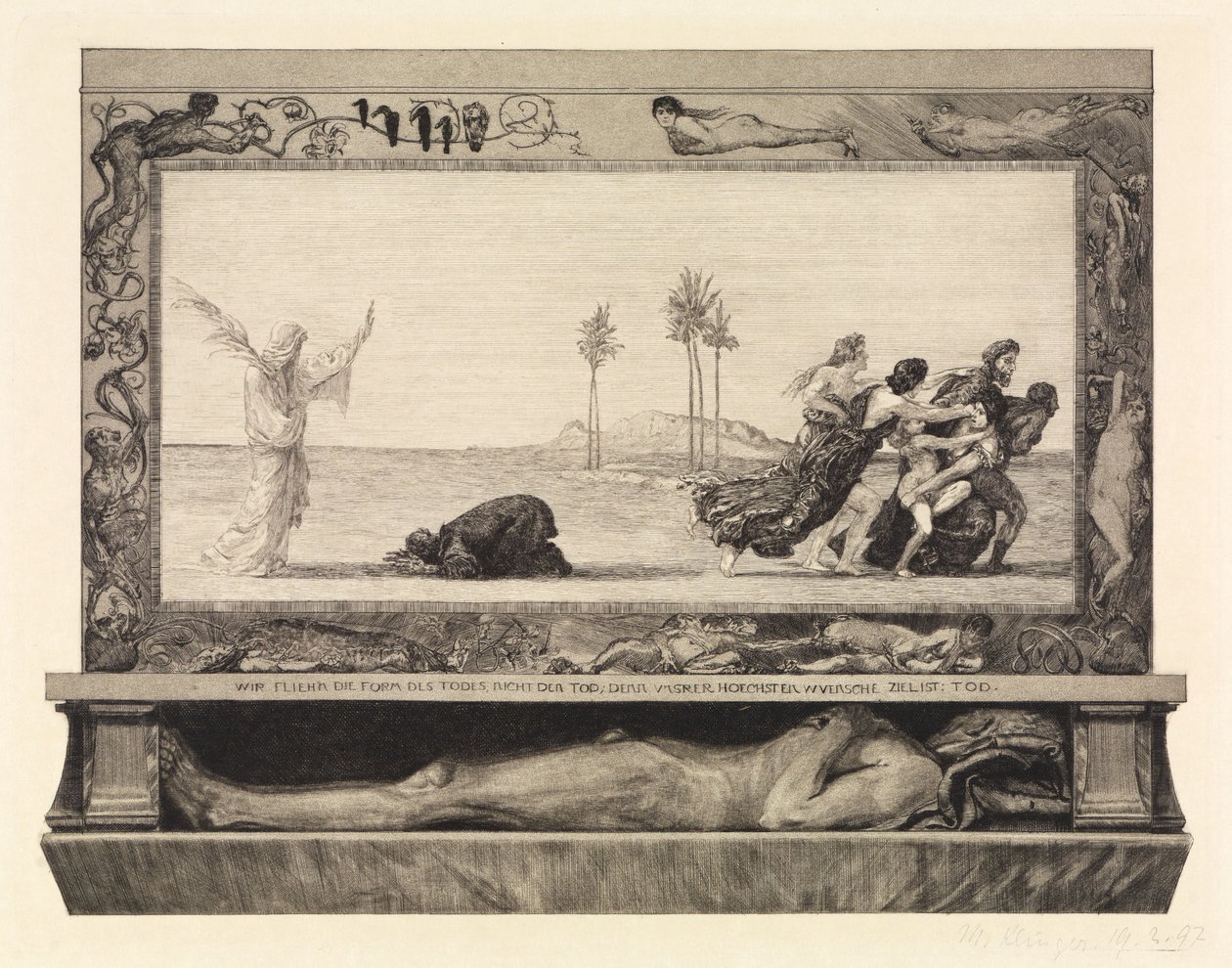 La mort comme sauveuse (Sur la mort, première partie, opus XI, feuille 10) - Max Klinger