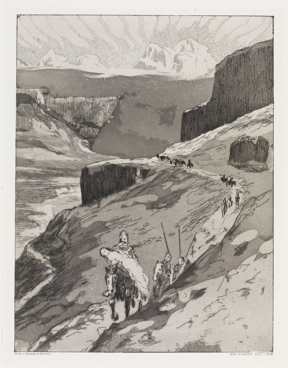 À travers les montagnes (Zelt, Opus XIV, 1re partie, n° 19) - Max Klinger