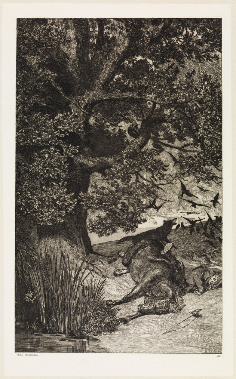 Cavalier tombé (Intermezzi, opus IV, planche 11) - Max Klinger