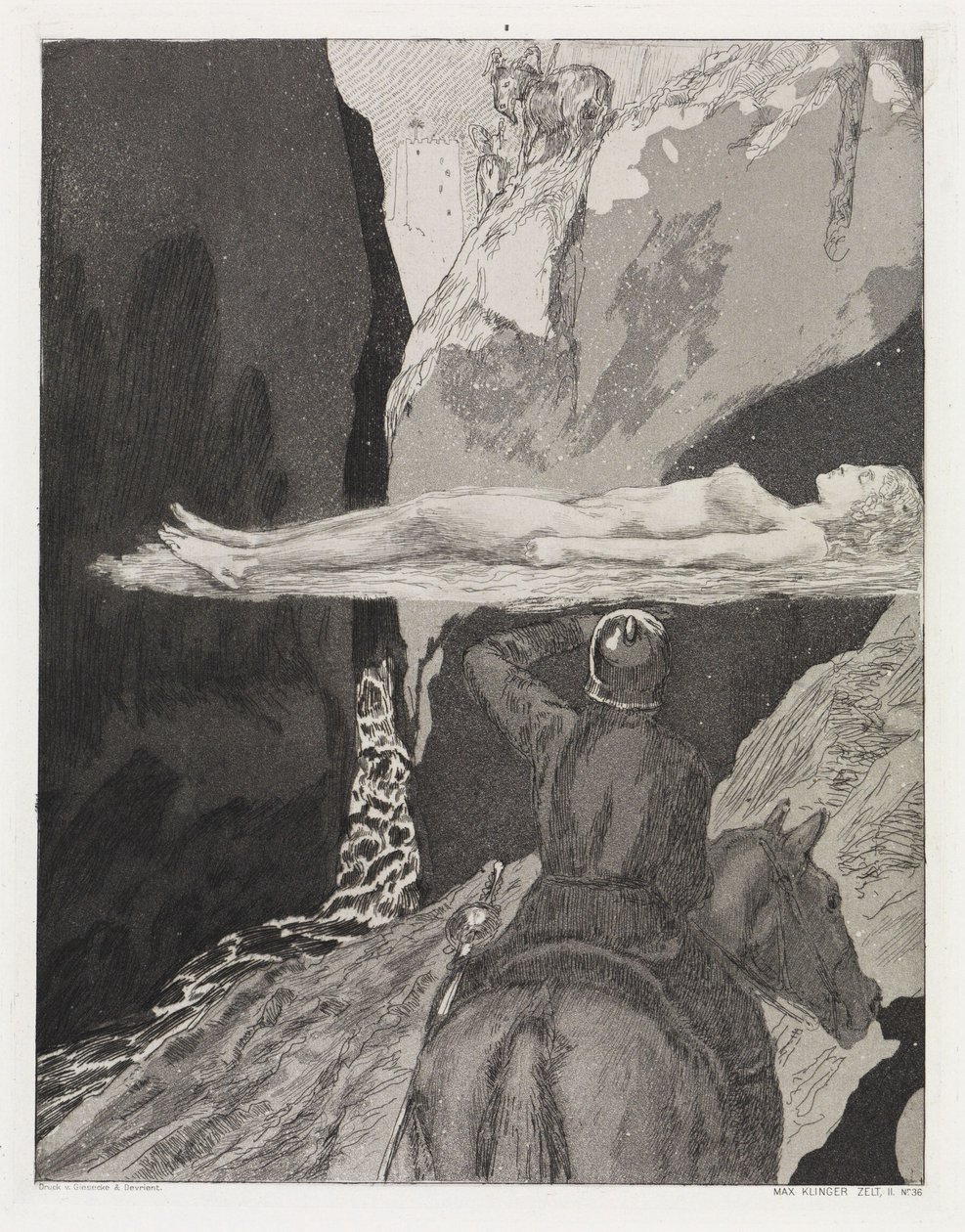 Devant la tour (Tente, opus XIV, 2e partie, no 36) - Max Klinger