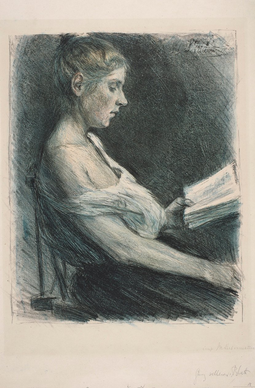 Jeune fille en train de lire (Anna-Christine Mattuschka-Grisebach) - Max Liebermann