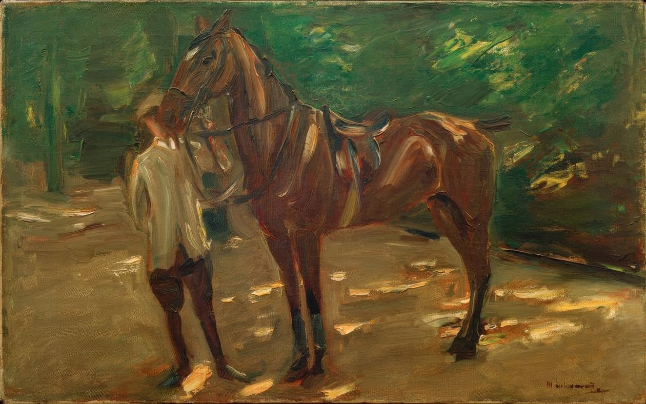 Palefrenier avec cheval - Max Liebermann
