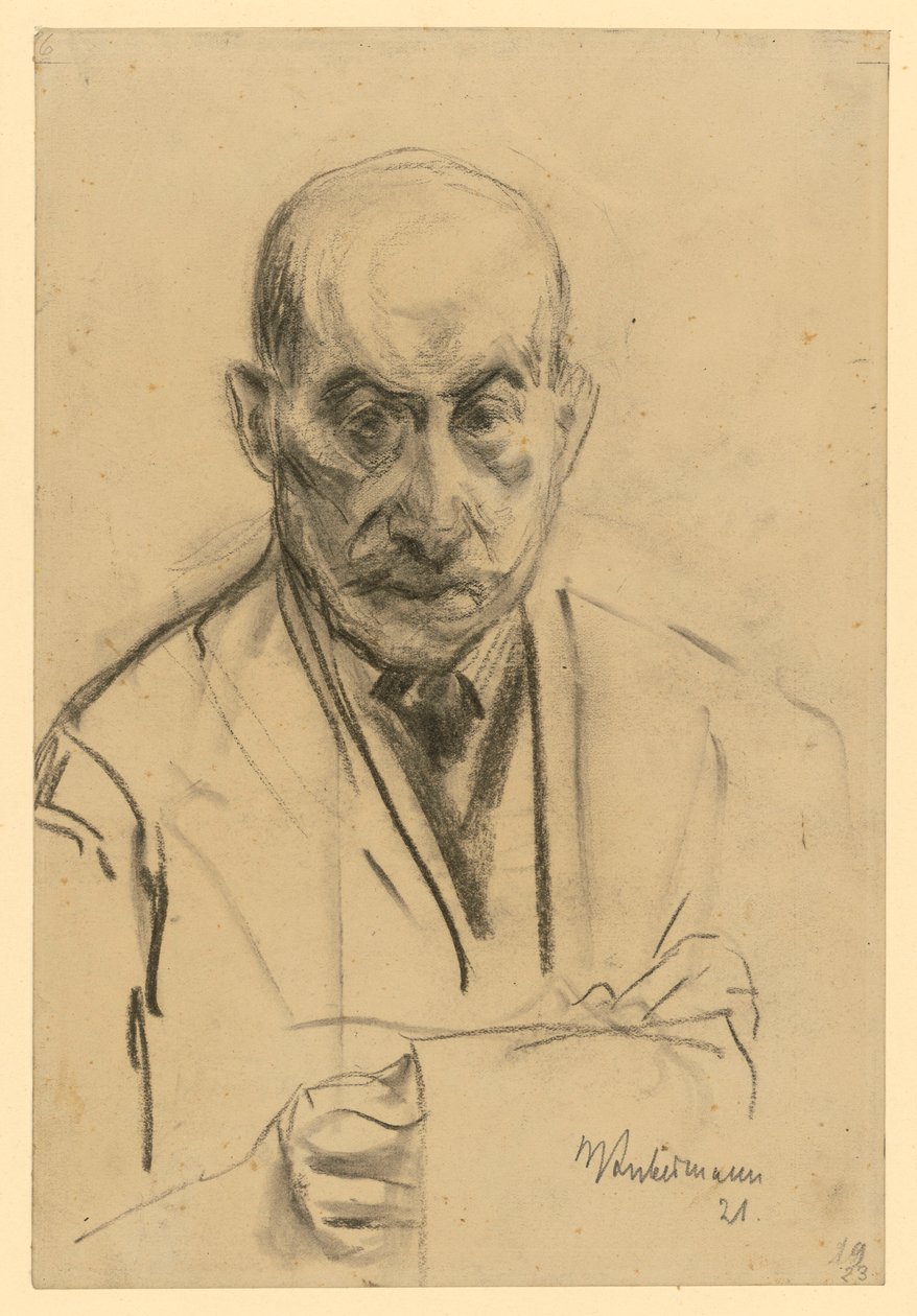 Autoportrait de face avec bloc à dessin - Max Liebermann