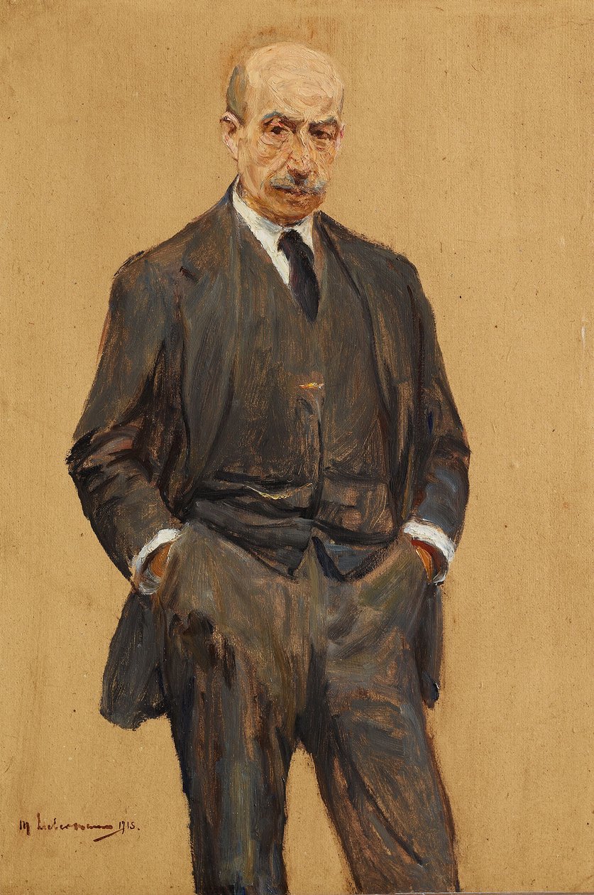 Autoportrait, debout, en trois quarts, les deux mains dans les poches du pantalon - Max Liebermann