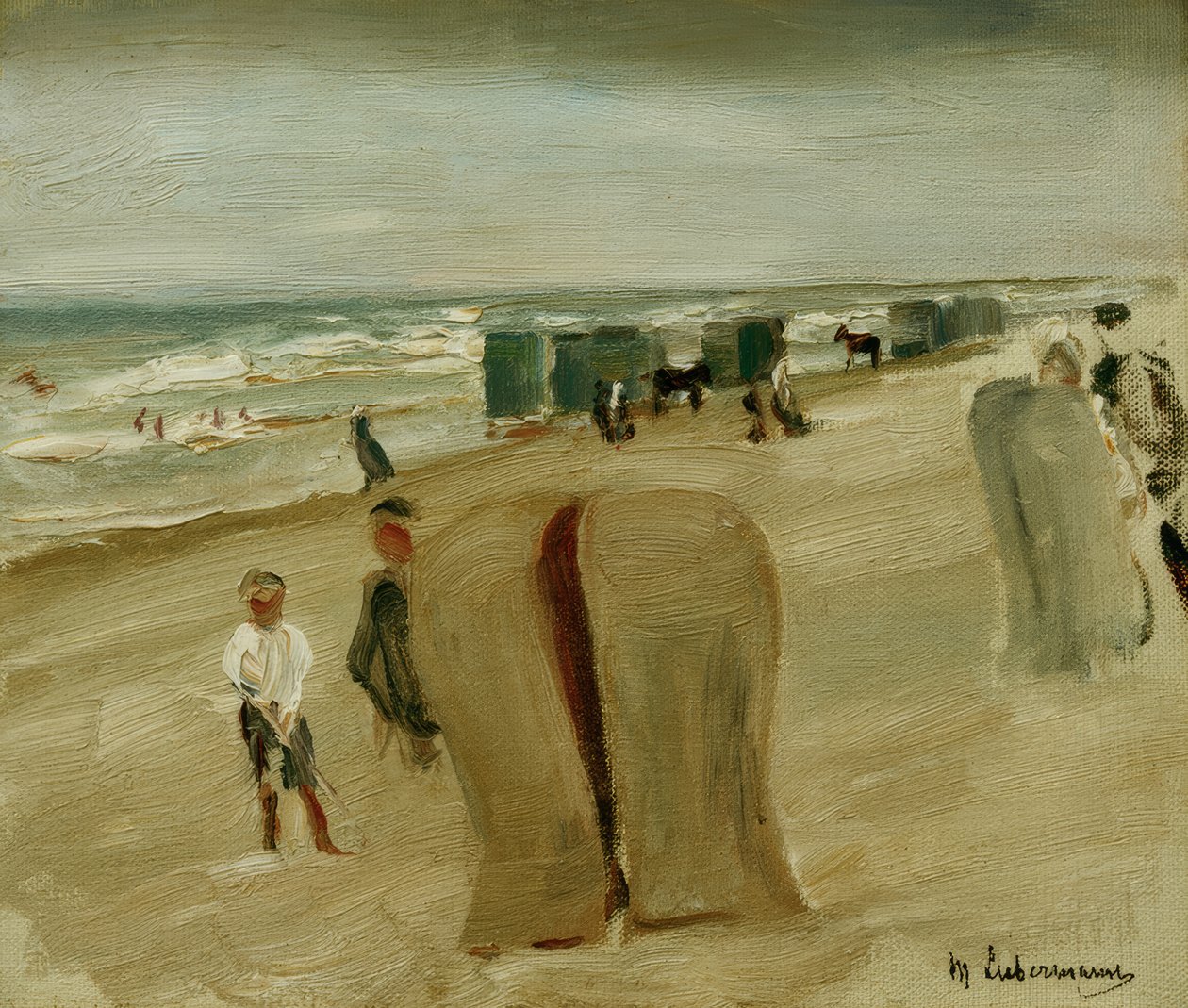 Plage avec cabines de plage - Max Liebermann