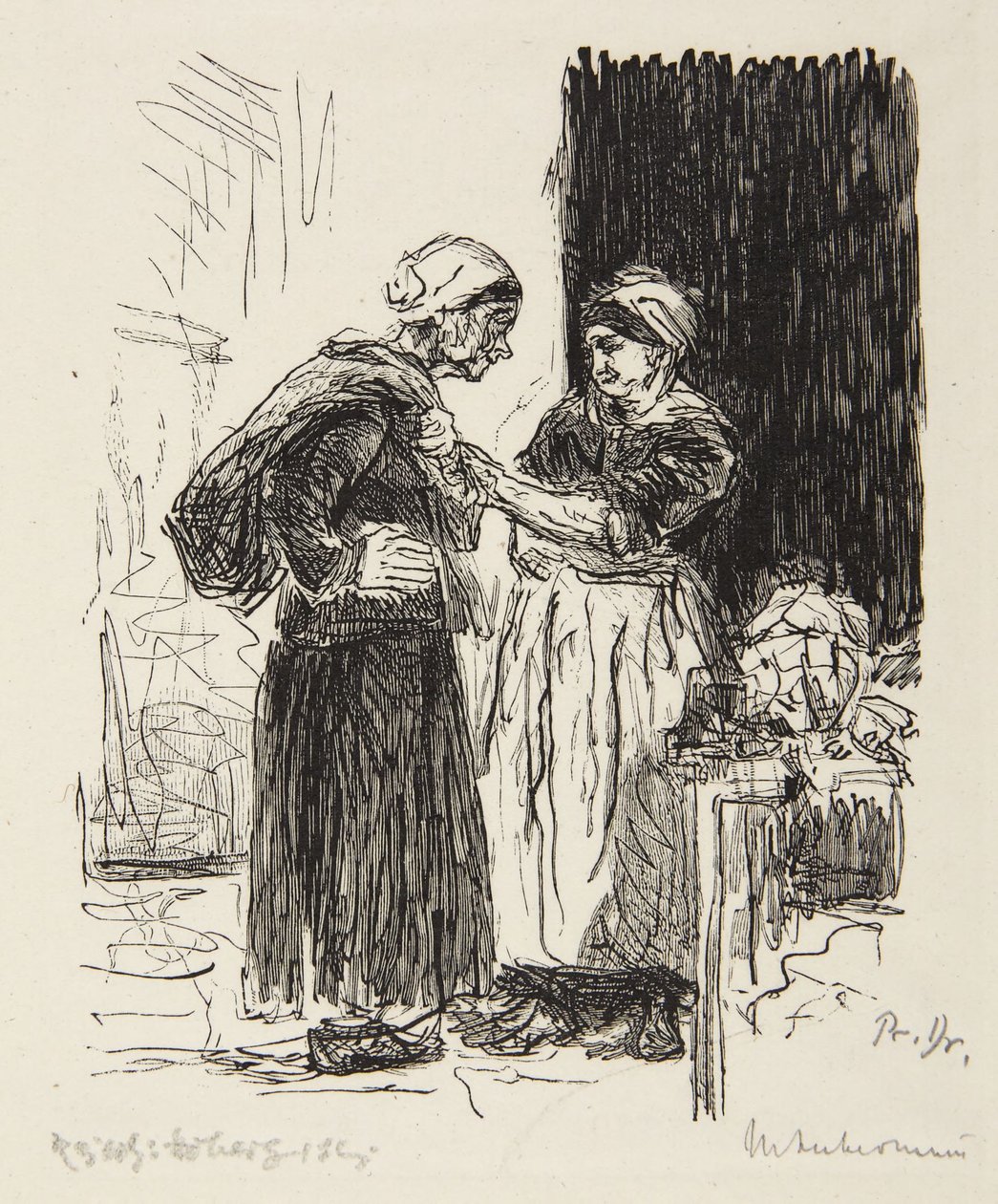 Deux femmes en train de discuter - Max Liebermann