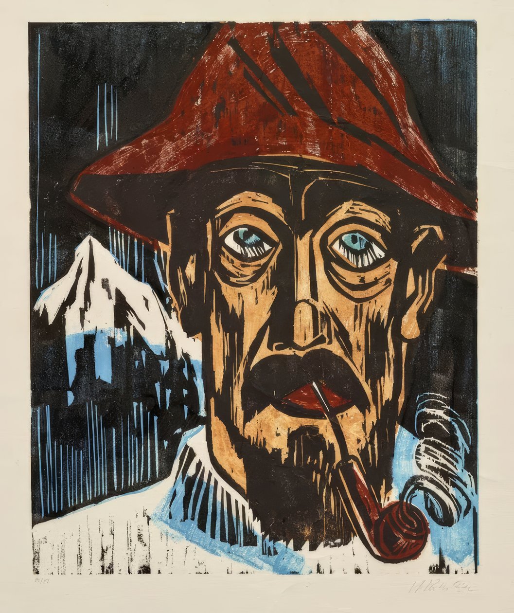 Homme avec pipe  - Max Pechstein