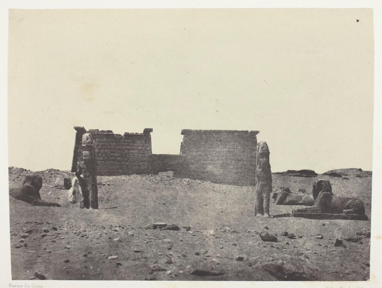 Hémi-Spéos De Séboua, Drômos; Nubie, plate 97 from the album "Egypte, Nubie, Palestine et Syrie" (1852) - Maxime Du Camp