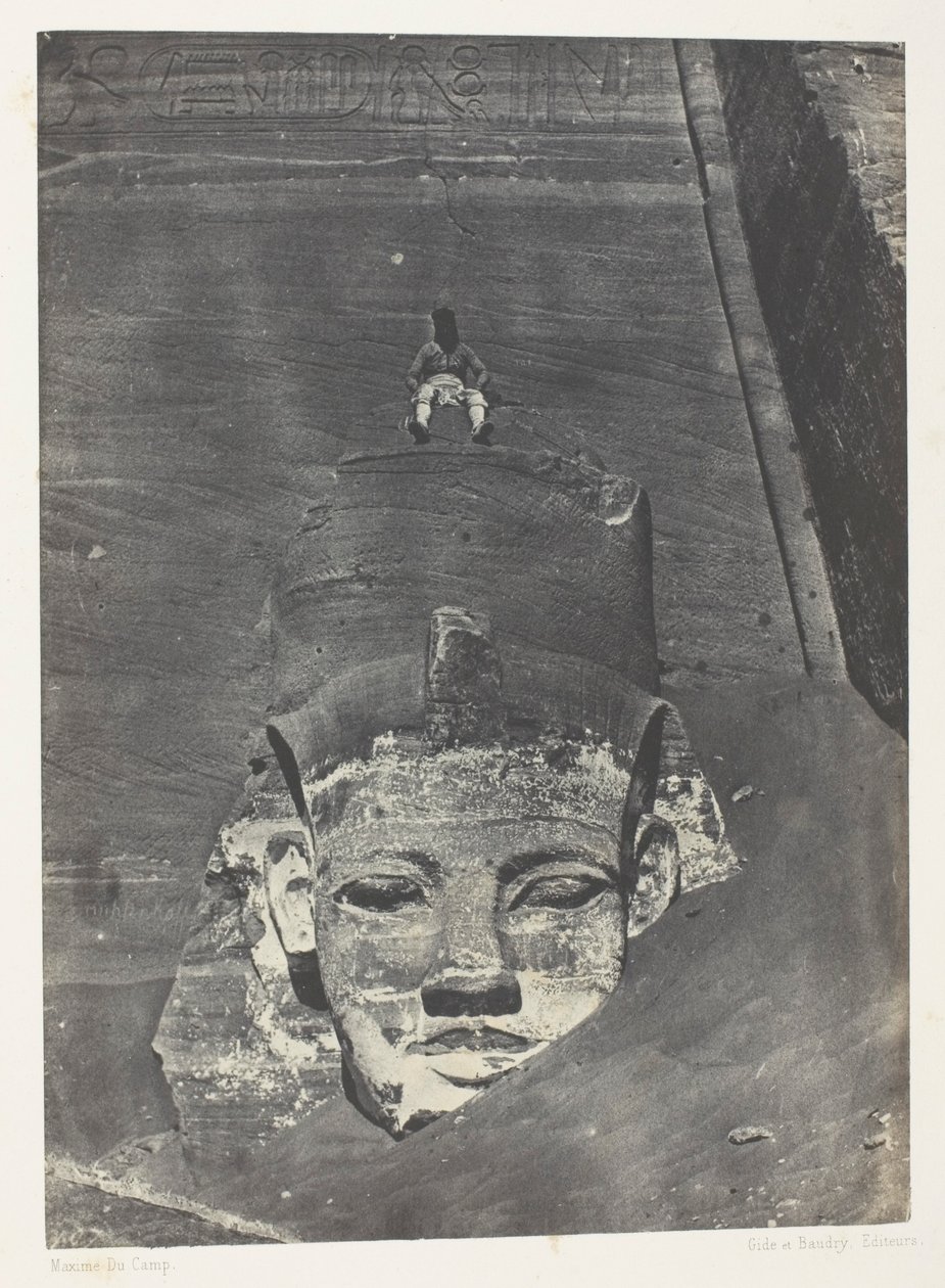 Ibsamboul, Colosse Occidental Du Spéos De Phrè; Nubie, plate 107 from the album "Egypte, Nubie, Palestine et Syrie" (1852) - Maxime Du Camp