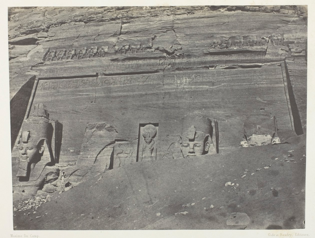 Ibsamboul, Vue Générale Du Grand Spéos De Phrè; Nubie, plate 102 from the album "Egypte, Nubie, Palestine et Syrie" (1852) - Maxime Du Camp