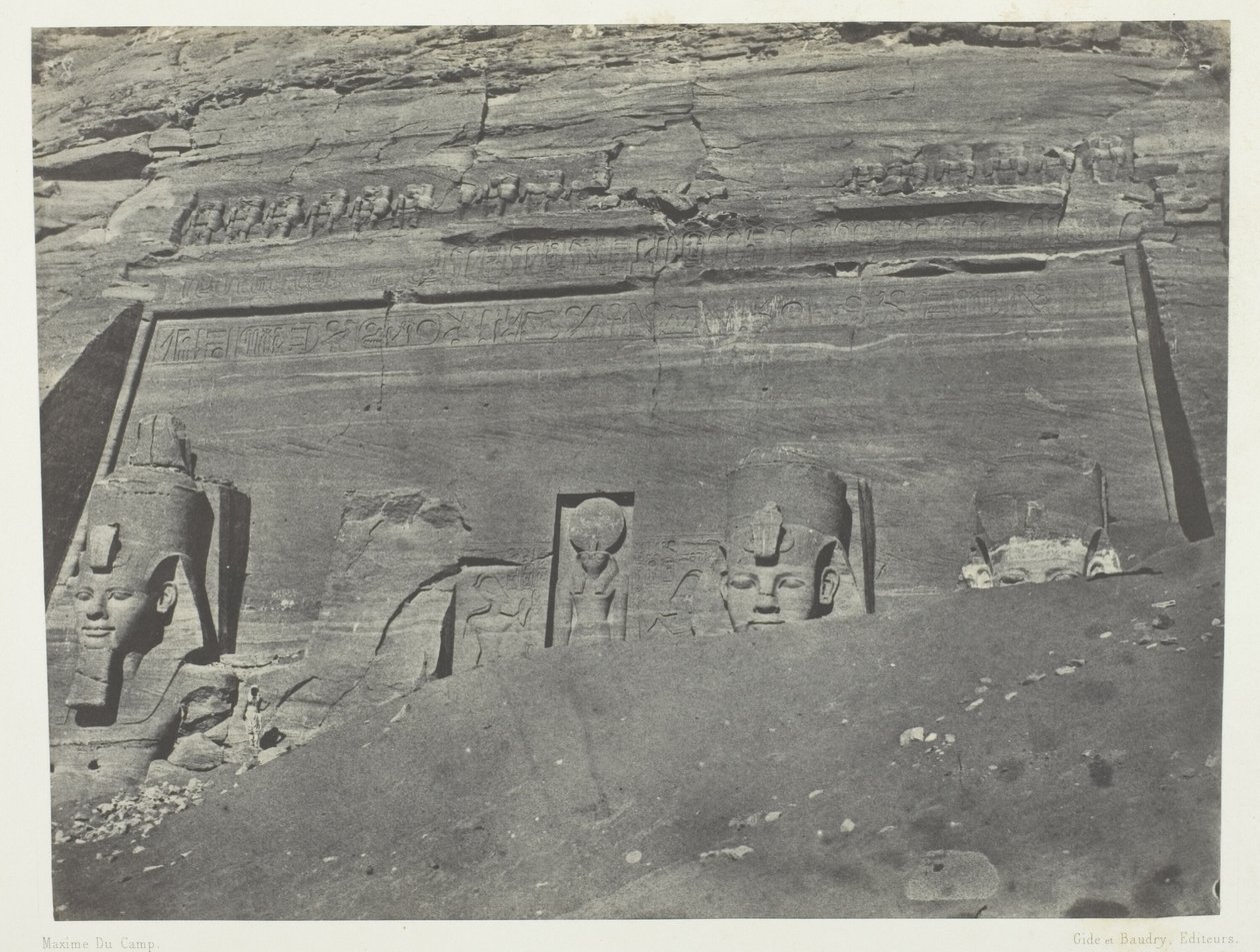 Ibsamboul, Vue Générale Du Grand Spéos De Phrè; Nubie, plate 102 from the album "Egypte, Nubie, Palestine et Syrie" (1852) - Maxime Du Camp