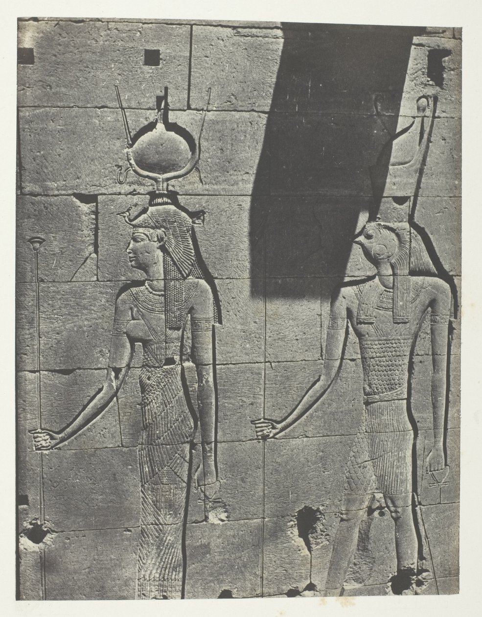 Kalabscheh, Sculptures De La Façade Postérieure Du Temple; Nubie, plate 92 from the album "Egypte, Nubie, Palestine et Syrie" (1852) - Maxime Du Camp