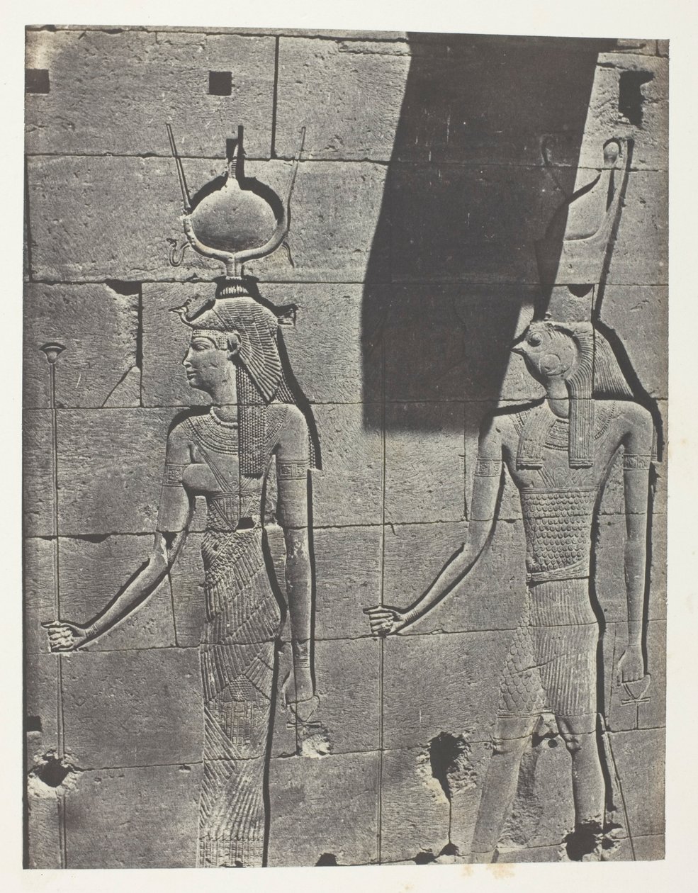 Kalabscheh, Sculptures De La Façade Postérieure Du Temple; Nubie, plate 92 from the album "Egypte, Nubie, Palestine et Syrie" (1852) - Maxime Du Camp