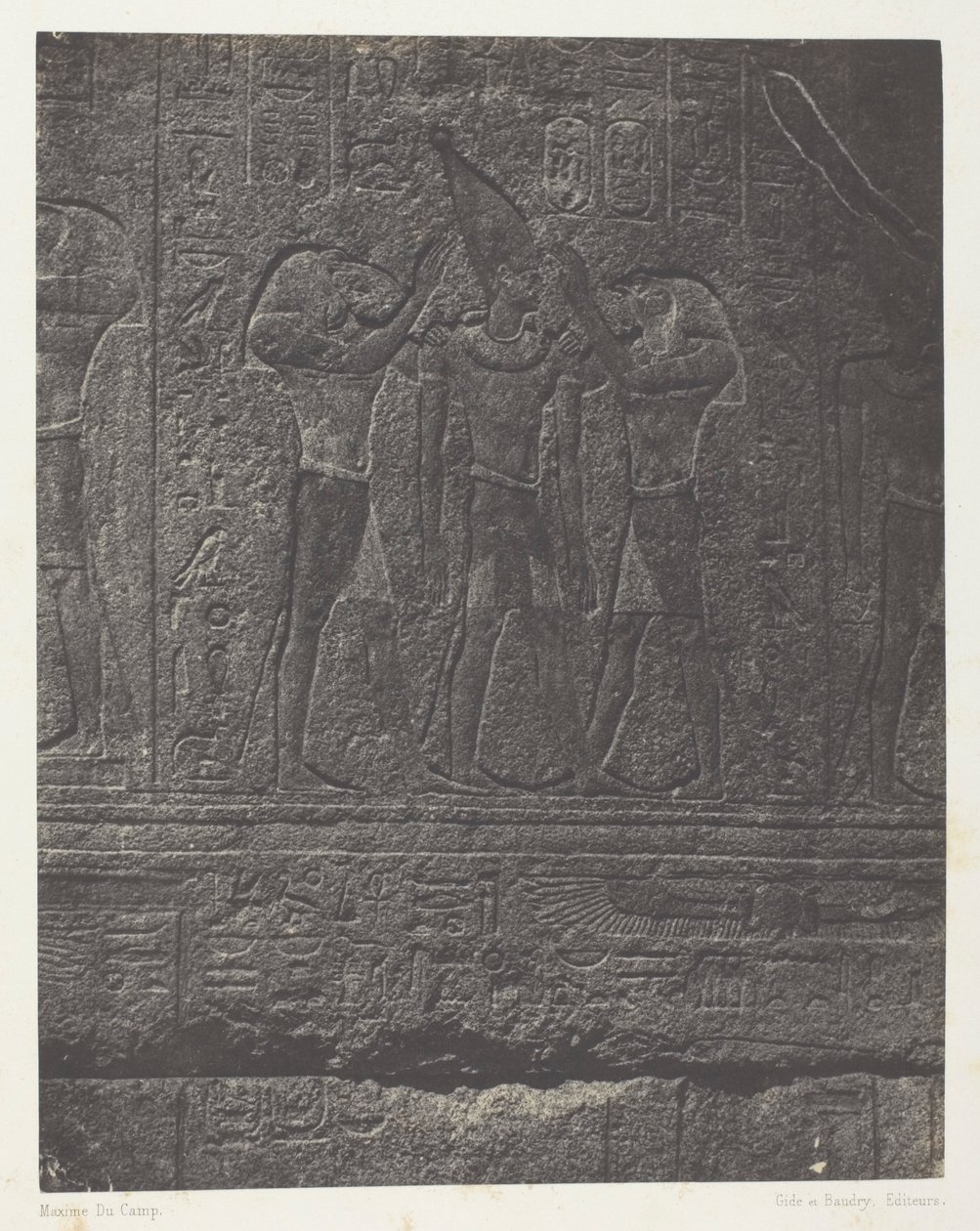 Palais de Karnak, sculptures extérieures du sanctuaire de granit; Thèbes - Maxime Du Camp