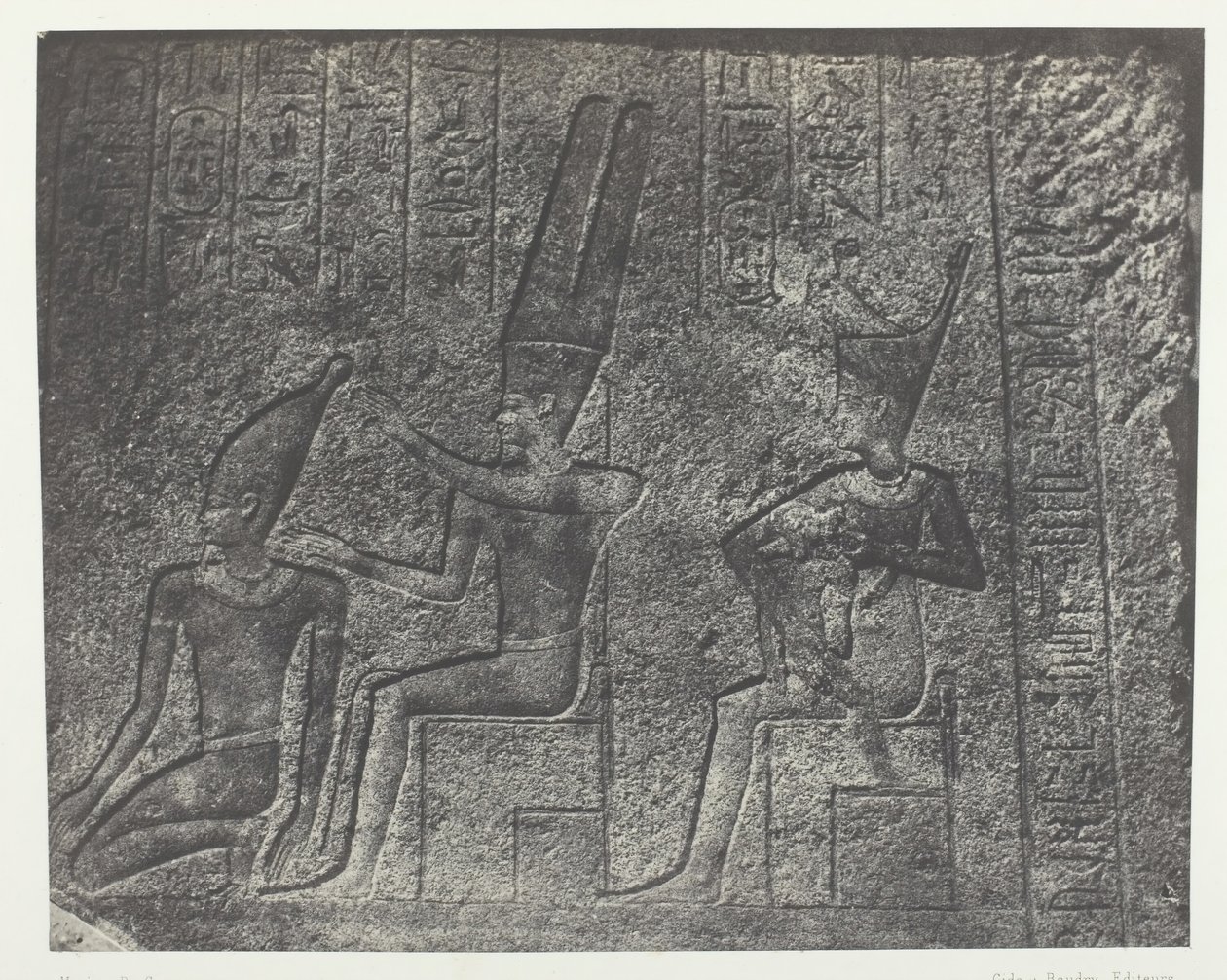 Palais de Karnak, sculptures extérieures du sanctuaire de granit, Thèbes, 1849-51, imprimé en 1852 - Maxime Du Camp