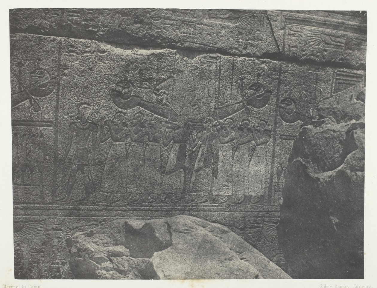 Palais de Karnak, sculptures extérieures du sanctuaire de granit, Thèbes, 1849-51, imprimé en 1852 - Maxime Du Camp