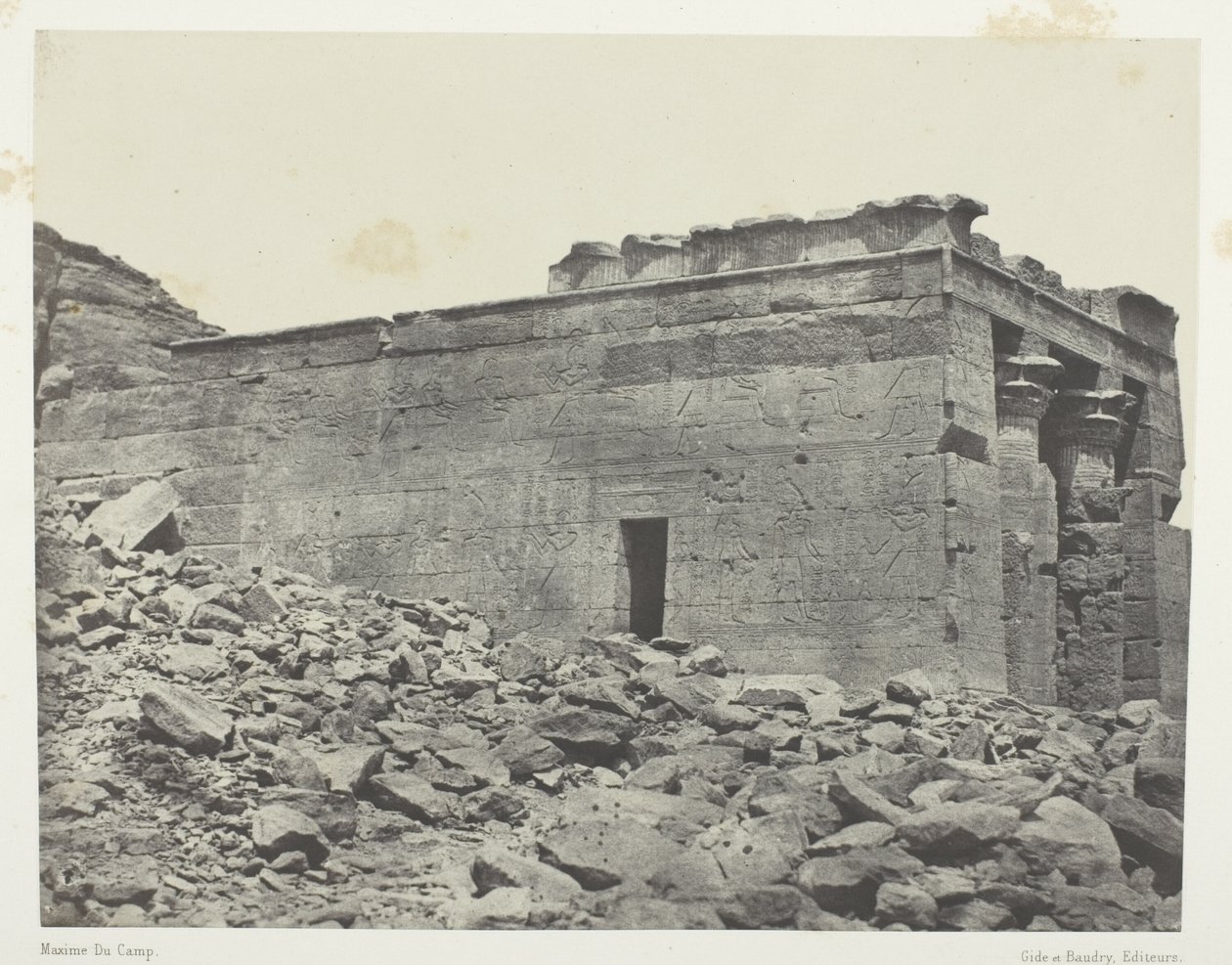 Temple De Dandour (Ancienne Tantour), Dédié à La Triade Osiris-Isis-Horus; Nubie, plate 93 from the album "Egypte, Nubie, Palestine et Syrie" (1852) - Maxime Du Camp