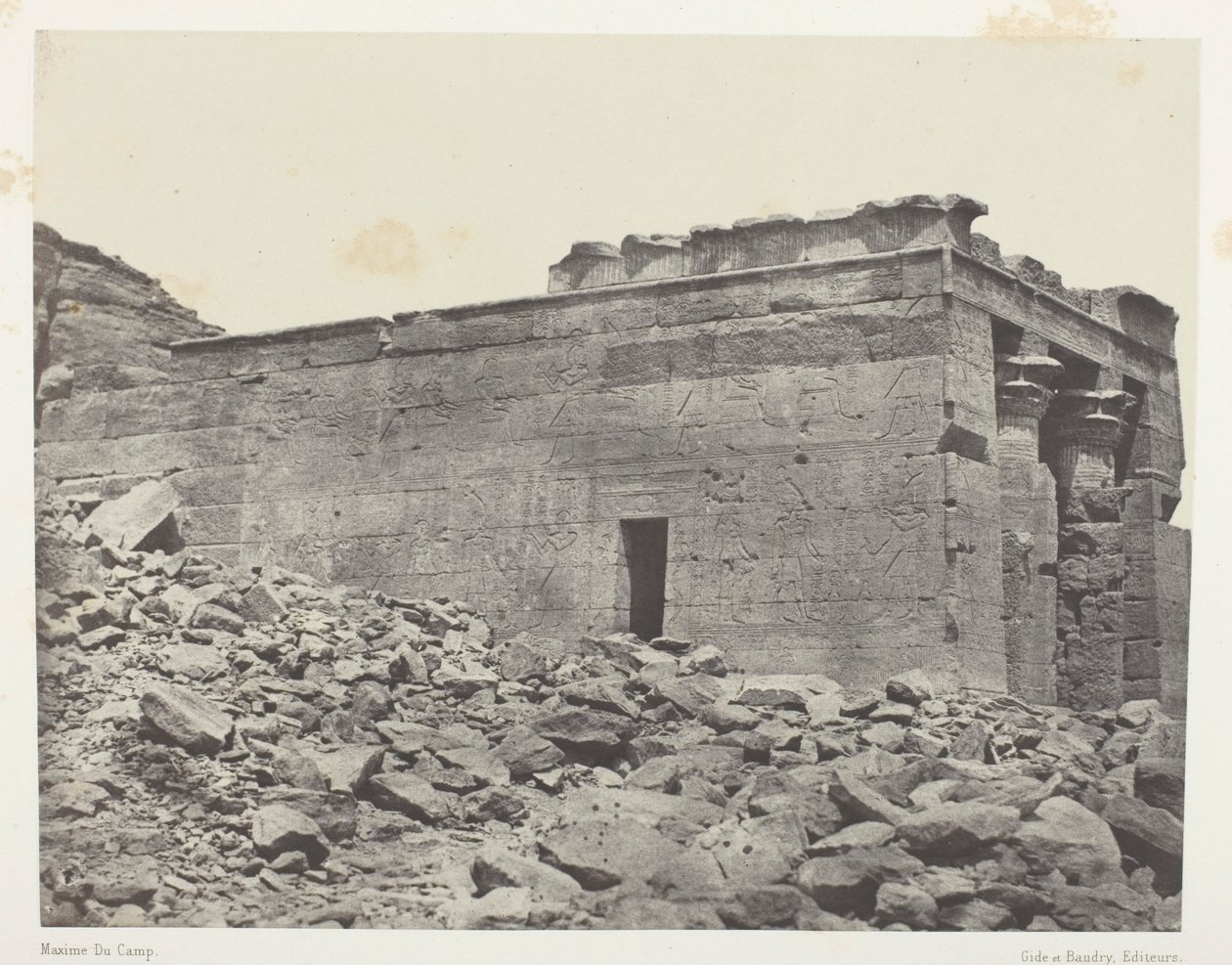 Temple De Dandour (Ancienne Tantour), Dédié à La Triade Osiris-Isis-Horus; Nubie, plate 93 from the album "Egypte, Nubie, Palestine et Syrie" (1852) - Maxime Du Camp