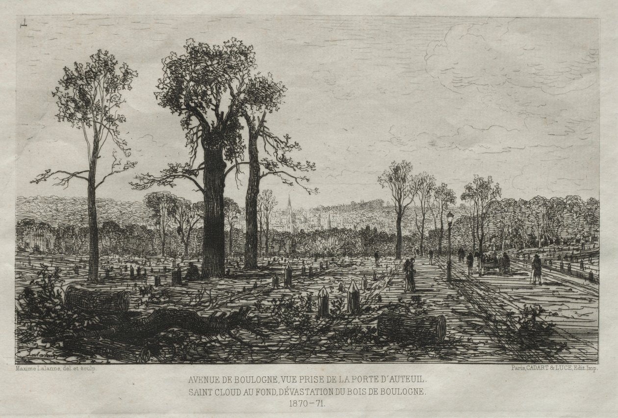 Souvenirs artistiques du Siège de Paris : Avenue de Boulogne, vue prise de la porte d