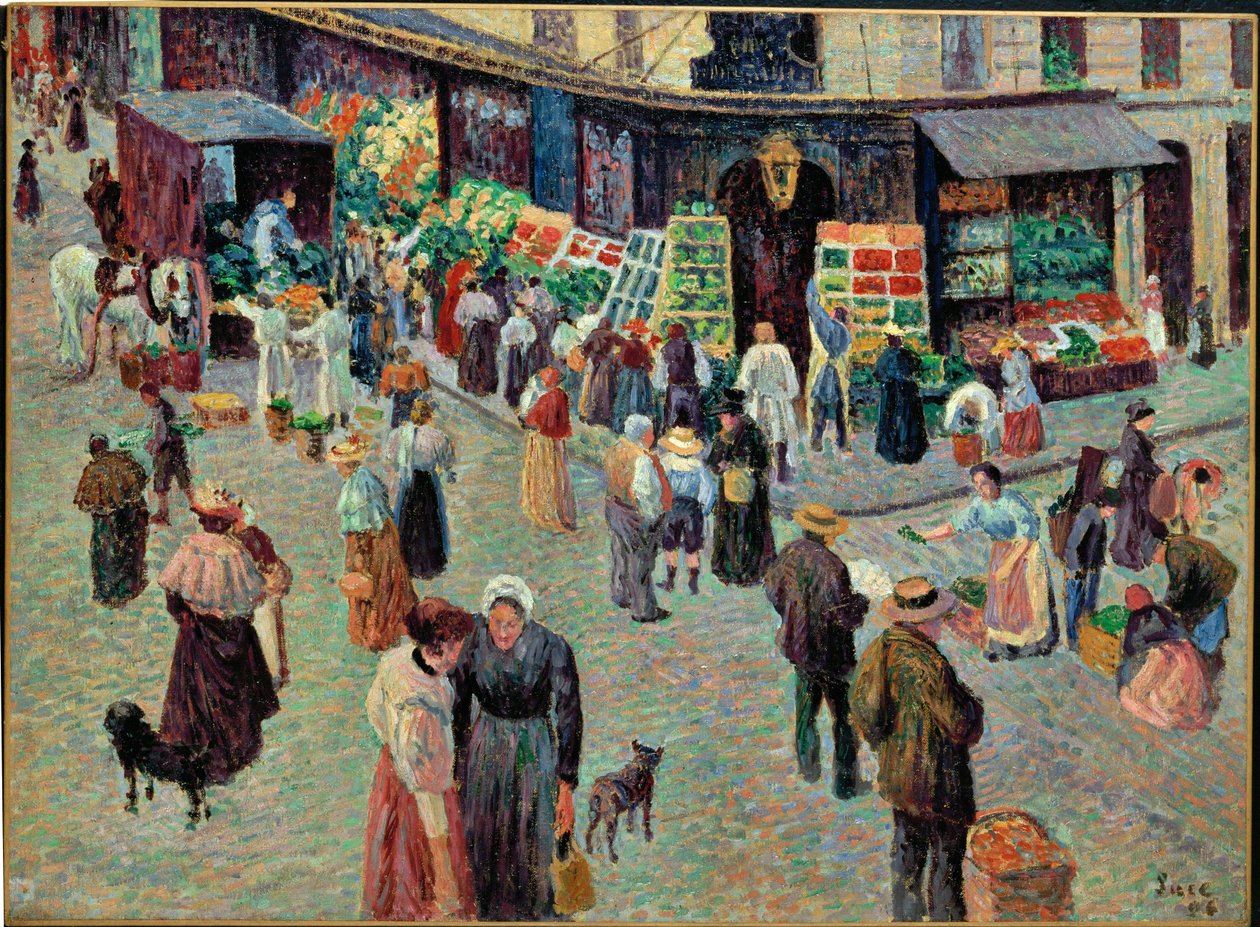 La rue des Abesses, Paris (watercolour) - Maximilien Luce