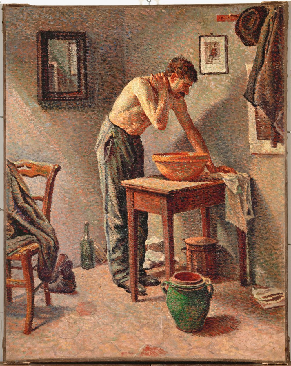 Homme se lavant (huile sur toile) - Maximilien Luce