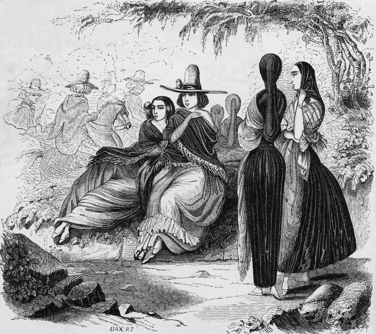 Femmes de Lima au Pérou, gravure du voyage de Radiguet à Lima dans les années 1840 - Maximilien Radiguet