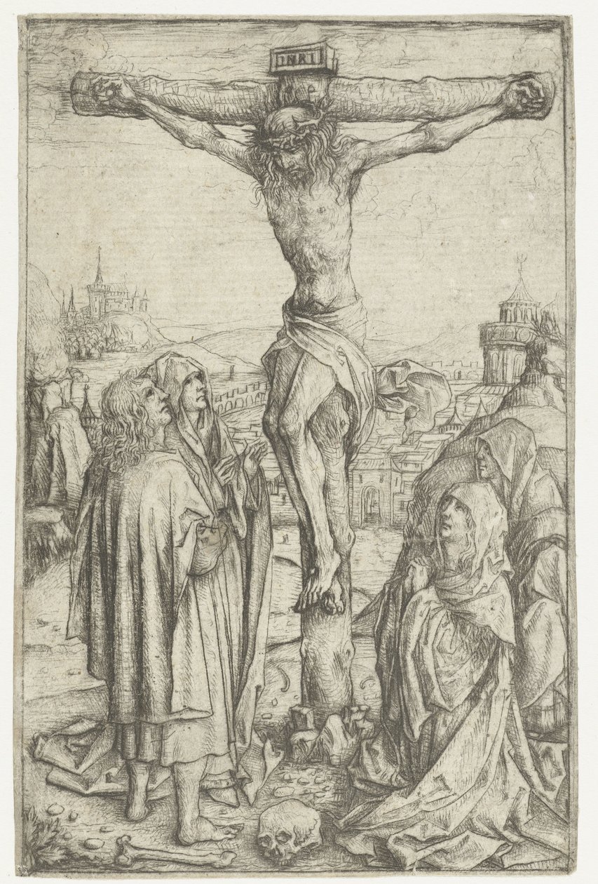 La Crucifixion avec Marie et Saint Jean et deux saintes femmes - Meester van het Amsterdamse Kabinet