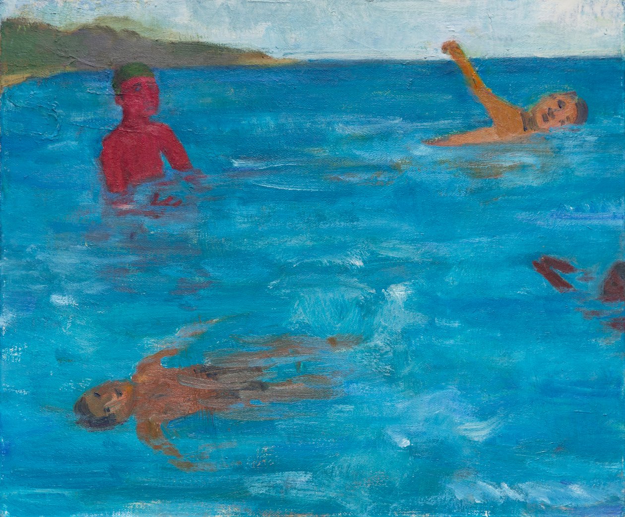 Quatre nageurs, 2017 (huile sur toile) - Megan Williamson