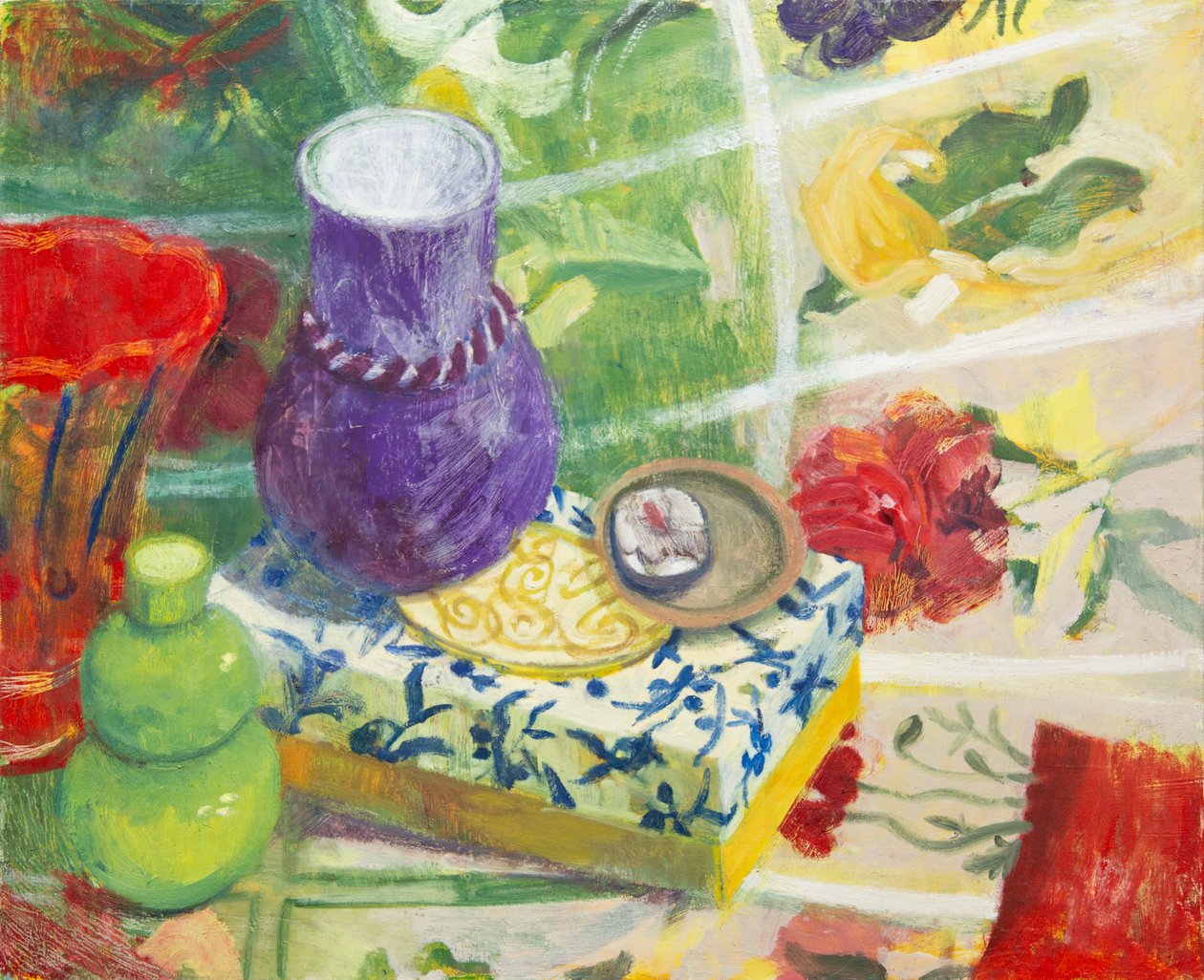 Nature morte avec trois vases, 2017 (huile sur toile) - Megan Williamson