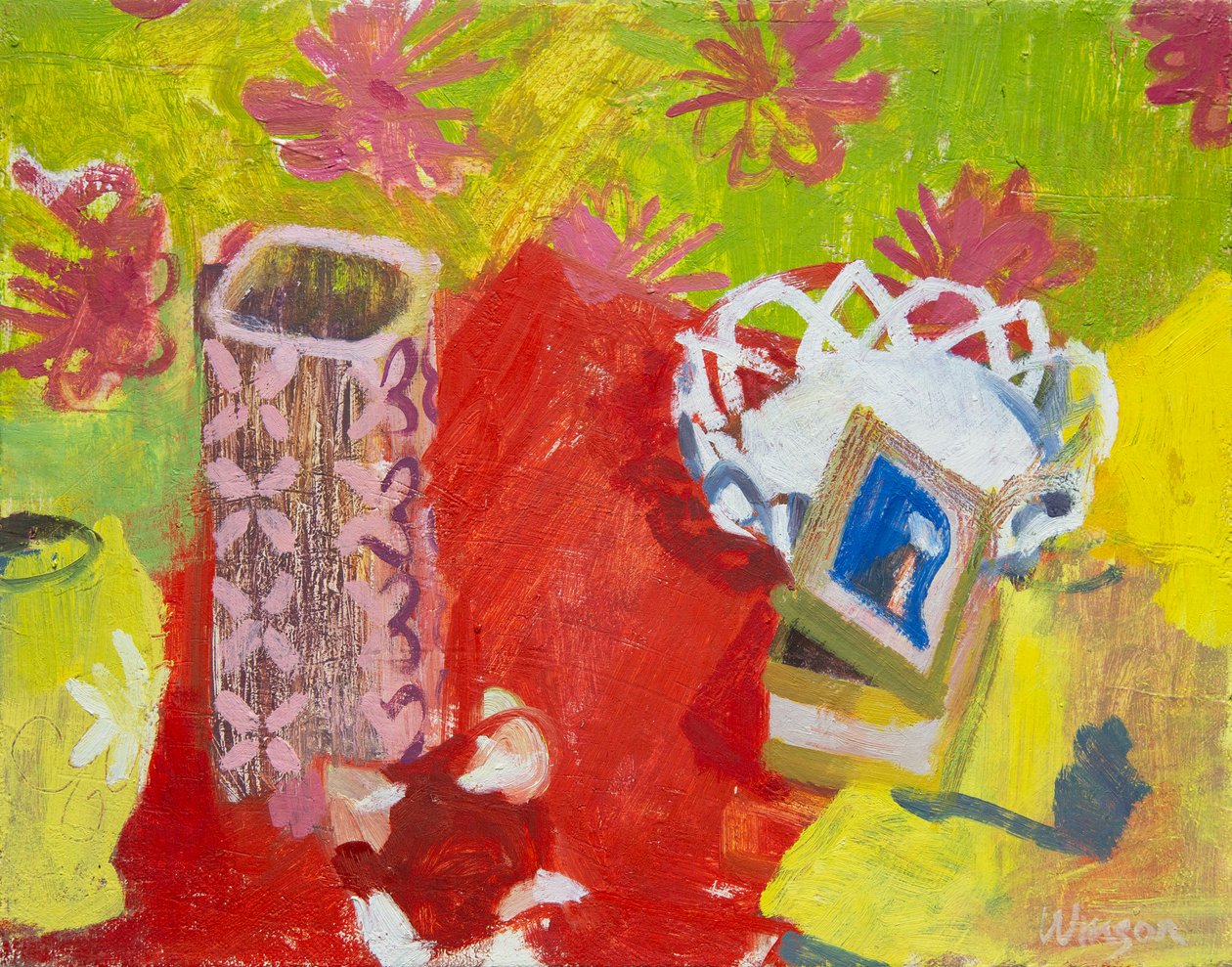 Nature morte au panier blanc, 2006 (huile sur toile) - Megan Williamson