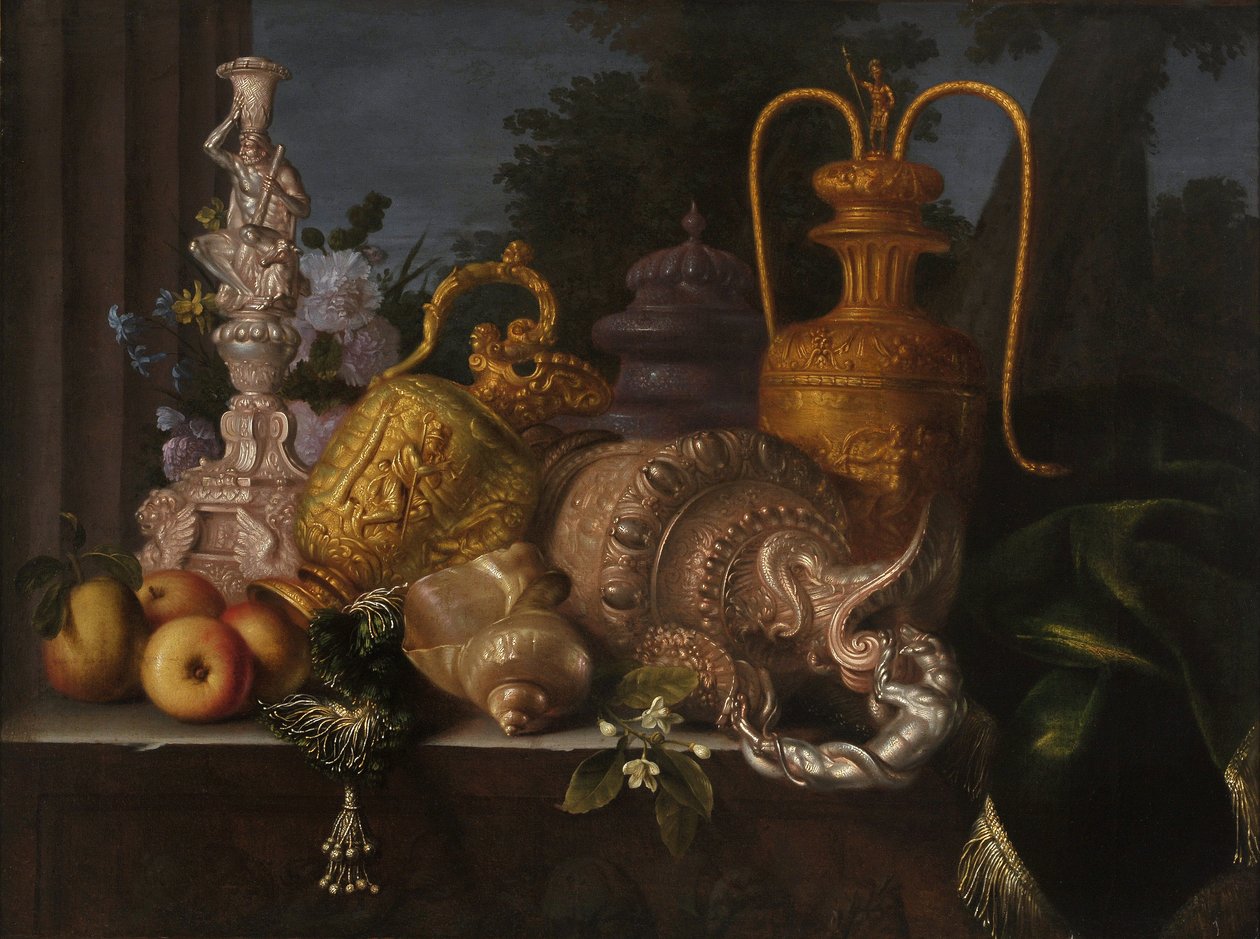 Nature morte, coquillages et orfèvrerie - Meiffren (c.1630 1705) Conte