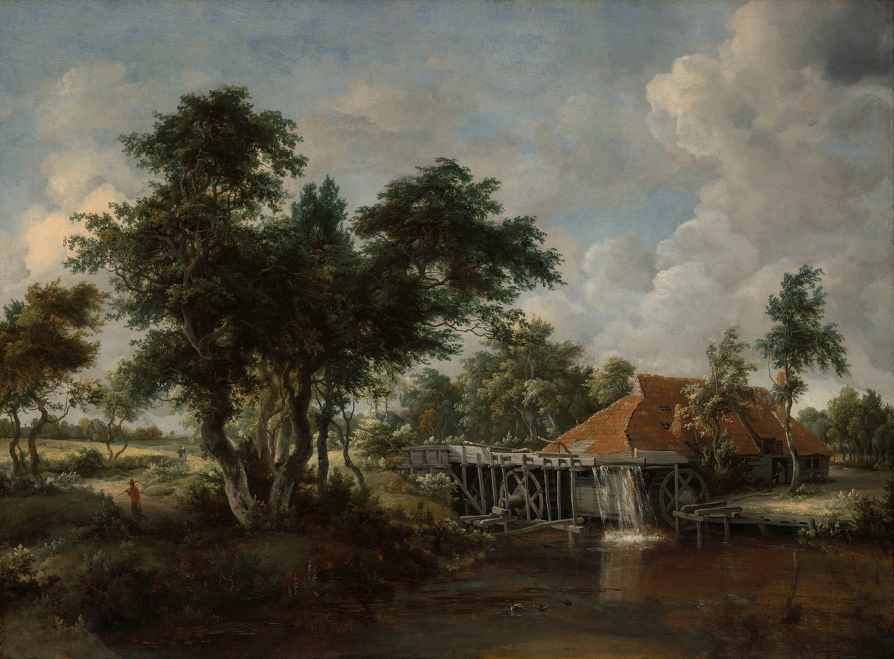 Le Moulin à eau au grand toit rouge - Meindert Hobbema