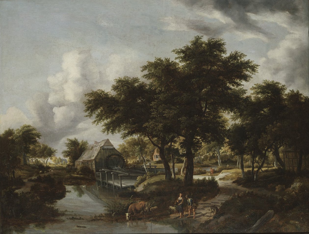 Paysage boisé avec un moulin à eau - Meindert Hobbema
