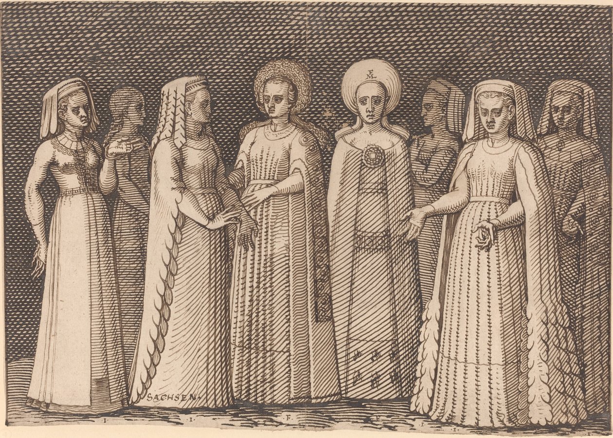 Huit dames en costumes anciens - Melchior Lorch
