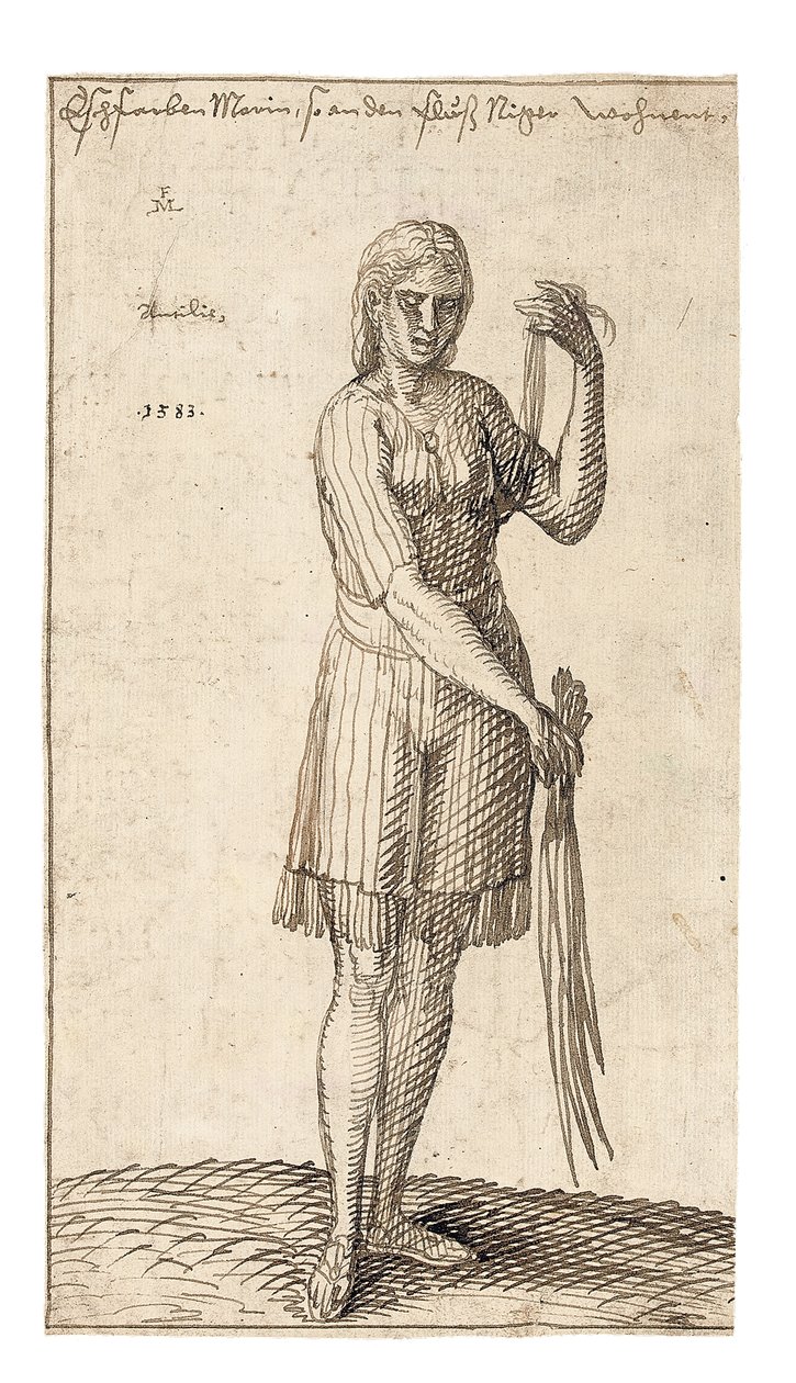 Femme nigériane tenant des roseaux, 1583 - Melchior Lorck