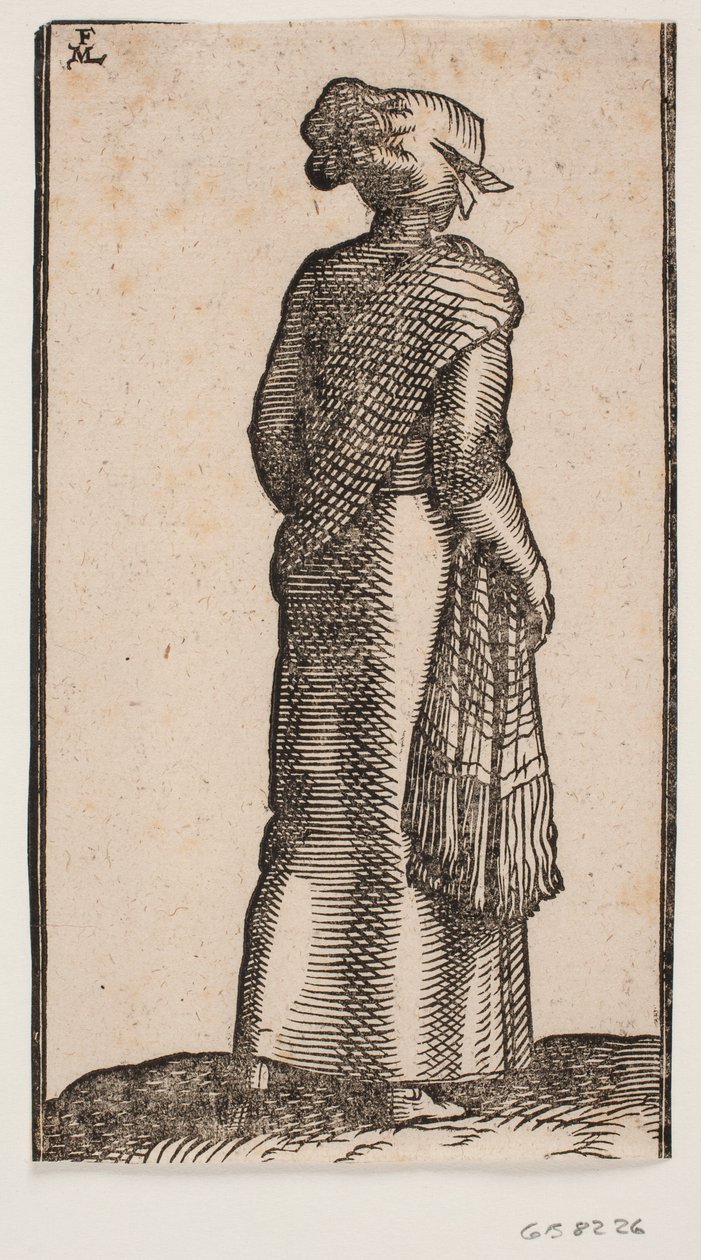 Femme, vue de dos, marchant vers la droite - Melchior Lorck