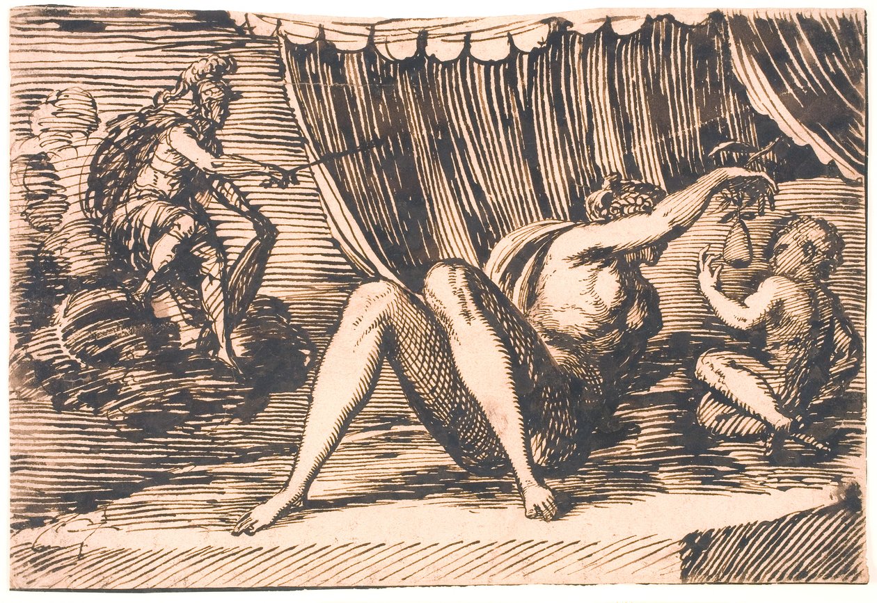 Mars, Vénus tenant une poire, et un enfant - Melchior Lorck